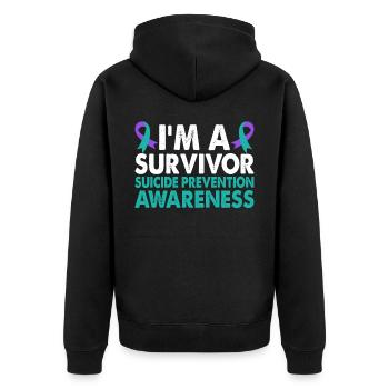 Suicide Prevention Awareness Month for - Unisex Premium Organic Zip Hoodie - black - Back - Nico (187cm)