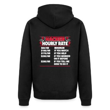 Hacker Hourly Rate Sniffer Social Engineering - Unisex Premium Organic Zip Hoodie - black - Back - Nico (187cm)
