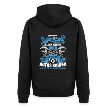 Autoschrauber Werkstatt Mechaniker - Unisex Premium Bio Zip Hoodie - Schwarz - Hinten - Nico (187cm)