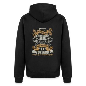 KFZ Mechaniker Sprüche Werkstatt - Unisex Premium Bio Zip Hoodie - Schwarz - Hinten - Nico (187cm)