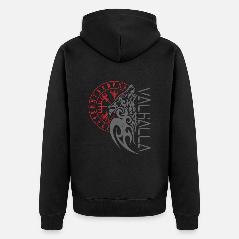 Valhalla Wolf Odin Compass - Unisex Premium Bio Zip Hoodie - Schwarz