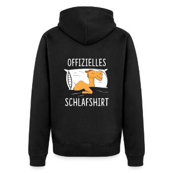 Offizielles Schlafshirt Kamel - Unisex Premium Bio Zip Hoodie - Schwarz - Hinten - Nico (187cm)