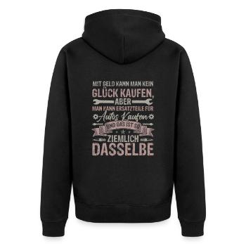 Lustiges Tuner Tuning Schrauber - Unisex Premium Bio Zip Hoodie - Schwarz - Hinten - Nico (187cm)
