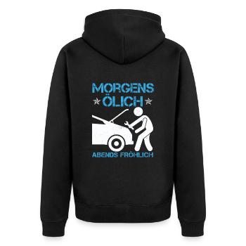 Automechaniker - Unisex Premium Bio Zip Hoodie - Schwarz - Hinten - Nico (187cm)