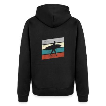 Surfing Retro - Unisex Premium Organic Zip Hoodie - black - Back - Nico (187cm)
