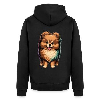 Mignon Poméranien Spitz Pom Pom Dog Breed Pet Lover - Veste à capuche bio Premium Unisexe - noir - Dos - Nico (187cm)