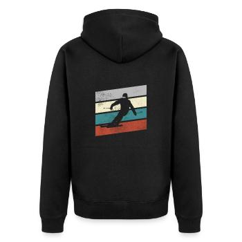 Ski Retro - Unisex Premium Bio Zip Hoodie - Schwarz - Hinten - Nico (187cm)
