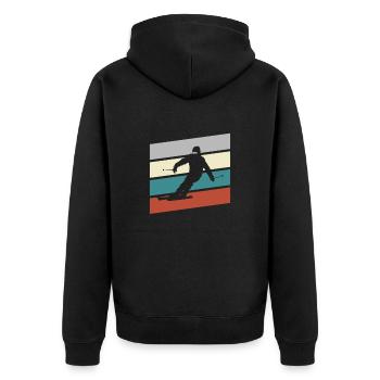 Ski Retro - Unisex Premium Bio Zip Hoodie - Schwarz - Hinten - Nico (187cm)