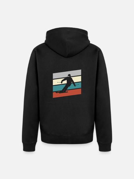 Ski Rétro - Veste à capuche bio Premium Unisexe - noir