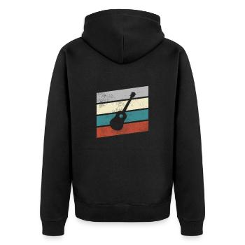 Guitar Retro - Unisex Premium Organic Zip Hoodie - black - Back - Nico (187cm)