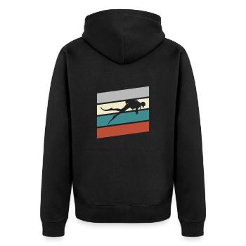 Tauchen Retro - Unisex Premium Bio Zip Hoodie - Schwarz - Hinten - Nico (187cm)