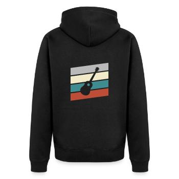 Guitar Retro - Unisex Premium Organic Zip Hoodie - black - Back - Nico (187cm)