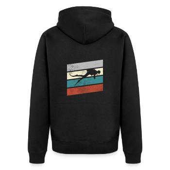Tauchen Retro - Unisex Premium Bio Zip Hoodie - Schwarz - Hinten - Nico (187cm)