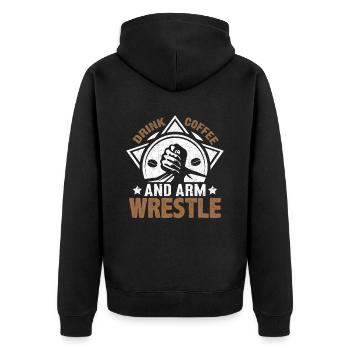 Arm wrestling arm wrestler - Unisex Premium Organic Zip Hoodie - black - Back - Nico (187cm)