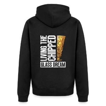 Living the dream of shattered glass - Chip Work - Unisex Premium Organic Zip Hoodie - black - Back - Nico (187cm)