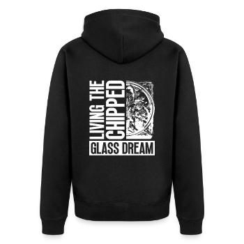 Living the dream of shattered glass - Chip Work - Unisex Premium Organic Zip Hoodie - black - Back - Nico (187cm)