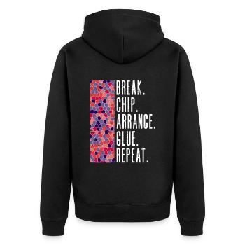 Pause. Chip. Arrange. Glue. Try again. -Chip - Unisex Premium Organic Zip Hoodie - black - Back - Nico (187cm)