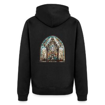 Glasmalerei - Glasmalerei Künstler - Unisex Premium Bio Zip Hoodie - Schwarz - Hinten - Nico (187cm)