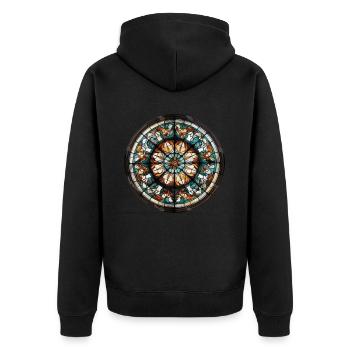 Glasmalerei - Glasmalerei Künstler - Unisex Premium Bio Zip Hoodie - Schwarz - Hinten - Nico (187cm)