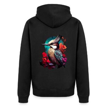 Niedlicher Specht Buntspecht Vogel Illustration - Unisex Premium Bio Zip Hoodie - Schwarz - Hinten - Nico (187cm)