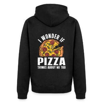 Pizza Italy Food Pizza Makers - Unisex Premium Organic Zip Hoodie - black - Back - Nico (187cm)