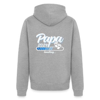 Futur père - Papa 2024 chargement - Veste à capuche bio Premium Unisexe - gris chiné - Dos - Nico (187cm)