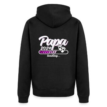 Werdender Vater - Papa 2024 loading - Unisex Premium Bio Zip Hoodie - Schwarz - Hinten - Nico (187cm)