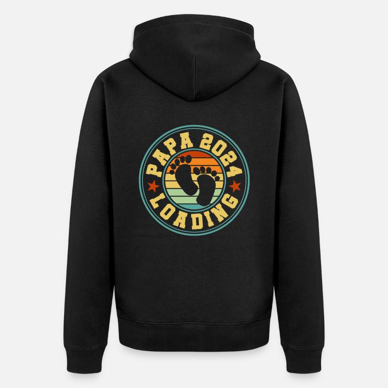Werdender Vater - Papa 2024 loading - Unisex Premium Bio Zip Hoodie - Schwarz