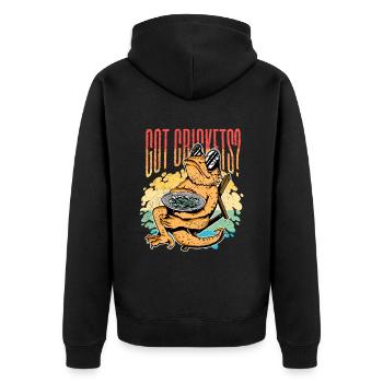 Bartagamen Got Crickets? - Unisex Premium Bio Zip Hoodie - Schwarz - Hinten - Nico (187cm)