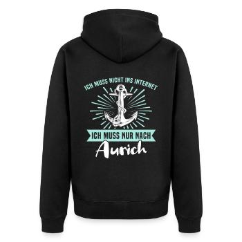 Aurich Sprüche - Unisex Premium Bio Zip Hoodie - Schwarz - Hinten - Nico (187cm)