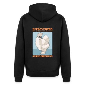 Silk Chicken Silkie Chickens Silk Chickens Gift - Unisex Premium Organic Zip Hoodie - black - Back - Nico (187cm)