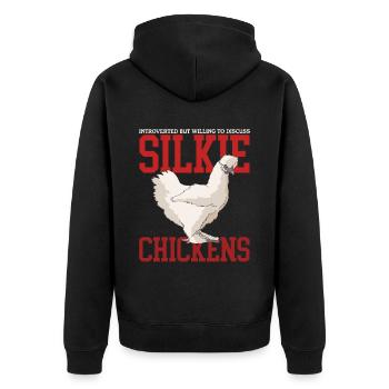 Silk Chicken Silkie Chicken Silk Chickens Gift - Unisex Premium Organic Zip Hoodie - black - Back - Nico (187cm)