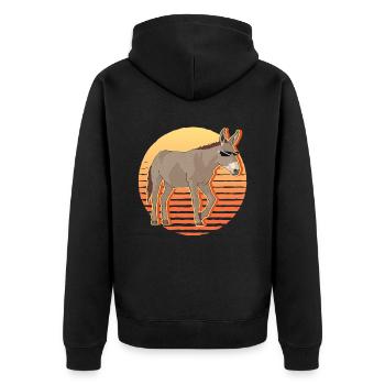 Esel Eselchen Eselbesitzer Eselliebhaber Geschenk - Unisex Premium Bio Zip Hoodie - Schwarz - Hinten - Nico (187cm)
