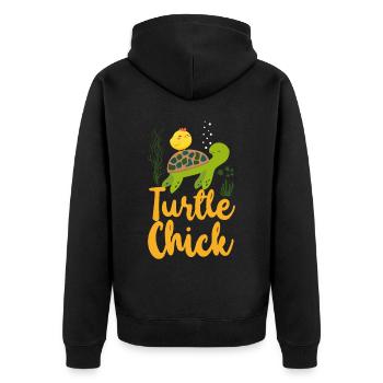 Sea Turtle Tortoise Chicken Turtle - Unisex Premium Bio Zip Hoodie - Schwarz - Hinten - Nico (187cm)