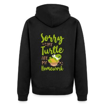 Sea Turtle Tortoise Sorry My - Unisex Premium Organic Zip Hoodie - black - Back - Nico (187cm)