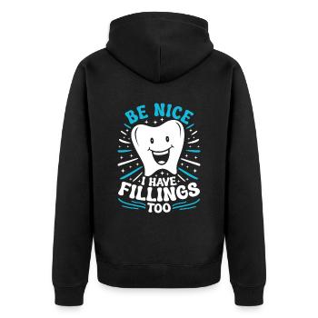Dental technician Dental prosthodontist - Unisex Premium Organic Zip Hoodie - black - Back - Nico (187cm)