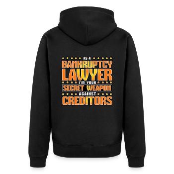 As A Bankruptcy Lawyer Im Your Secret Weapon - Unisex Premium Organic Zip Hoodie - black - Back - Nico (187cm)