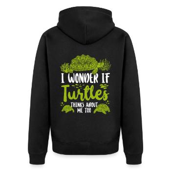 Sea Turtle Tortoise I Wonder If - Unisex Premium Bio Zip Hoodie - Schwarz - Hinten - Nico (187cm)