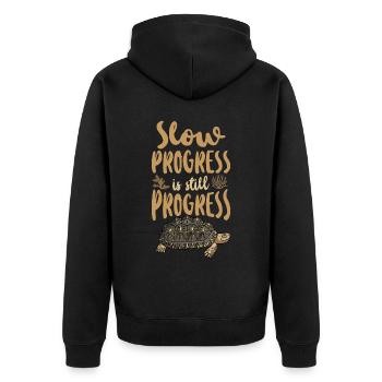 Sea Turtle Tortoise Slow Progress - Unisex Premium Bio Zip Hoodie - Schwarz - Hinten - Nico (187cm)