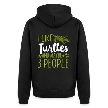 Sea Turtle Tortoise I Like Turtles - Unisex Premium Bio Zip Hoodie - Schwarz - Hinten - Nico (187cm)