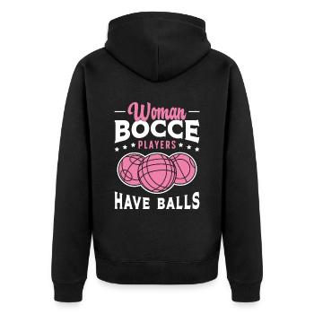 Bocce Ball Femmes Les joueurs de pétanque ont des balles Boule - Veste à capuche bio Premium Unisexe - noir - Dos - Nico (187cm)
