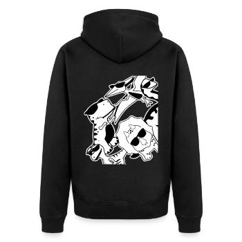 Dinosaurier mit Sonnenbrille Dinos - Unisex Premium Bio Zip Hoodie - Schwarz - Hinten - Nico (187cm)