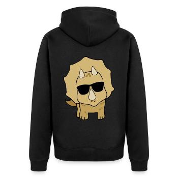 Dinosaurier lustiger Dino - Unisex Premium Bio Zip Hoodie - Schwarz - Hinten - Nico (187cm)