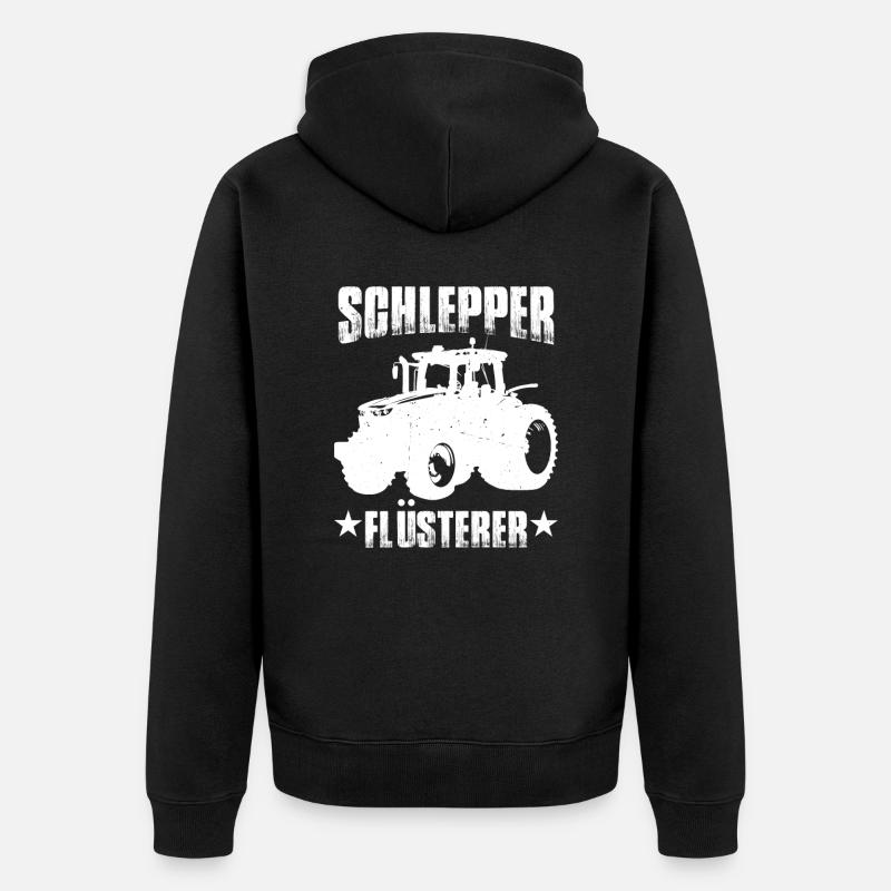 Schlepper Traktor Sprüche - Unisex Premium Bio Zip Hoodie - Schwarz