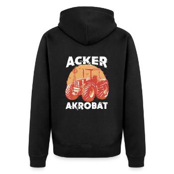 Acker Akrobat Schlepper Traktor - Unisex Premium Bio Zip Hoodie - Schwarz - Hinten - Nico (187cm)