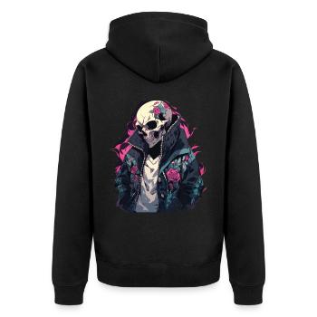 Crâne Crâne Crânes Crâne Squelette - Veste à capuche bio Premium Unisexe - noir - Dos - Nico (187cm)