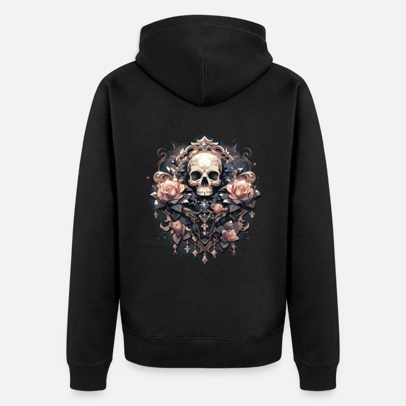 Crâne Crâne Crânes Crâne Squelette - Veste à capuche bio Premium Unisexe - noir