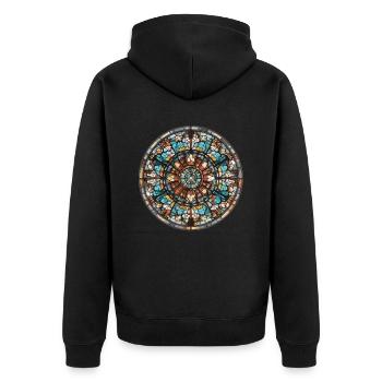 Glasmalerei - Glasmalerei Künstler - Unisex Premium Bio Zip Hoodie - Schwarz - Hinten - Nico (187cm)