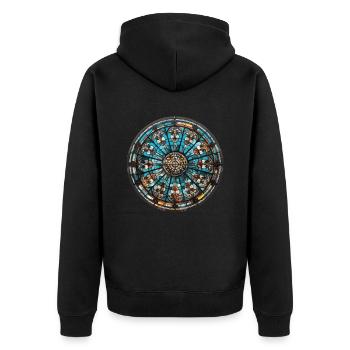 Glasmalerei - Glasmalerei Künstler - Unisex Premium Bio Zip Hoodie - Schwarz - Hinten - Nico (187cm)
