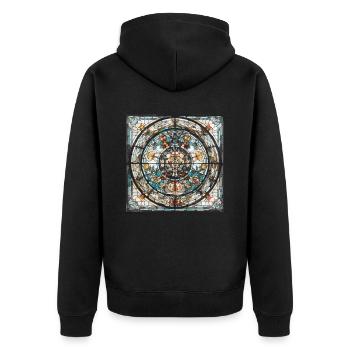 Glasmalerei - Glasmalerei Künstler - Unisex Premium Bio Zip Hoodie - Schwarz - Hinten - Nico (187cm)